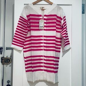 NWT LemLem Zare Caftan Tunic Pink/White Size Small